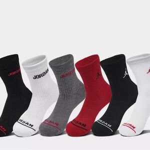 6 Pack Jordan Kid’s Multi-Color Crew Socks - NWT